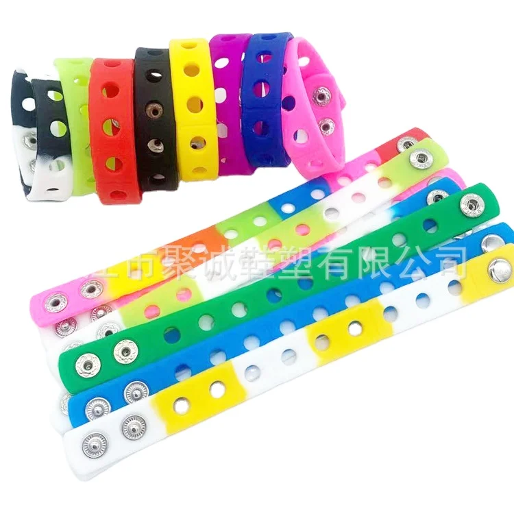 

Children silicone wrist band sports bracelet 20 colors can be decorated with 18cm long croc cartoon shoe charms Wrist strap