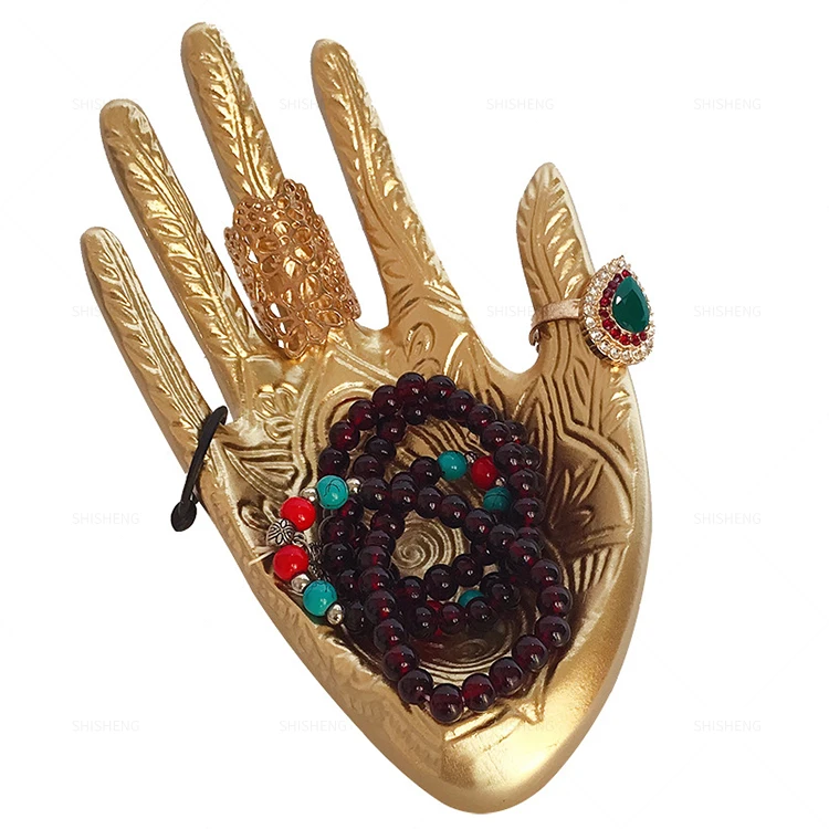 

SHI SHENG Gold Plated Ceramic Embossed Resin Hand Necklace Jewelry Ring Holder Jewelry Dish Bracelet Tray