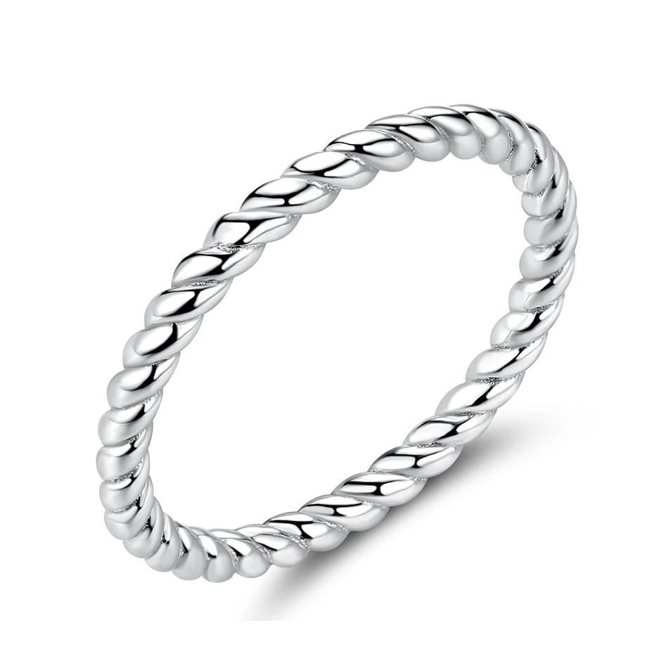 

Authentic 100% 925 Sterling Silver Stackable Twist Ring Women Sterling Silver Finger Ring Jewelry