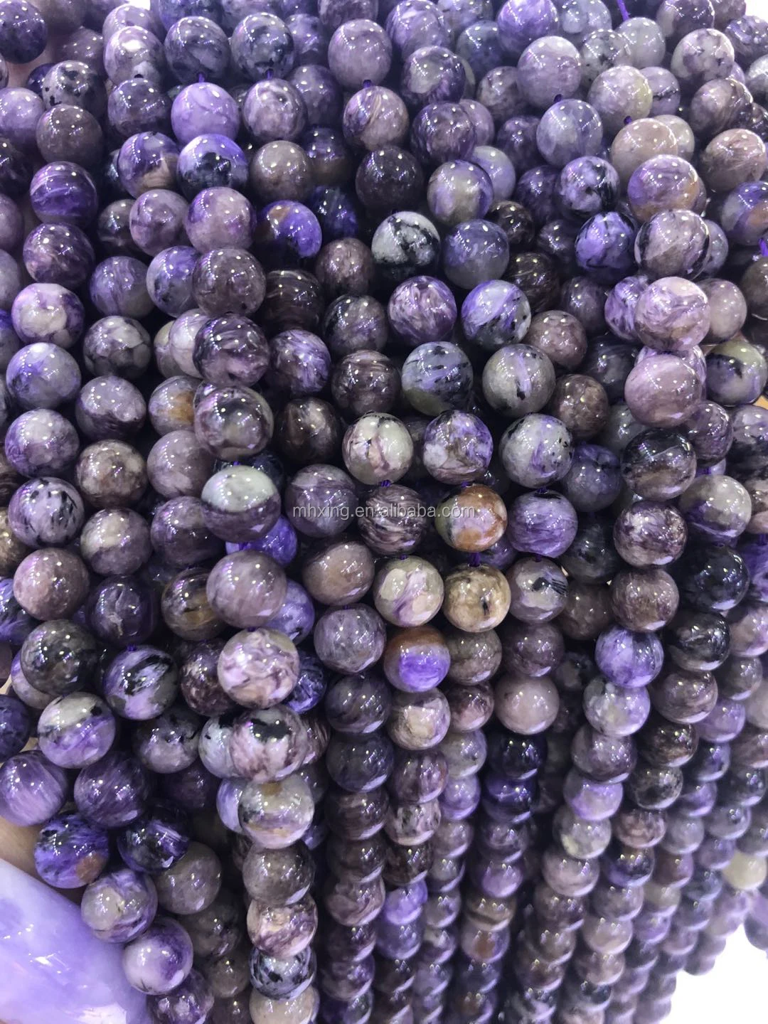 天然矿物 8毫米便宜的俄罗斯 charoite 半宝石宝石松散的珠宝制作