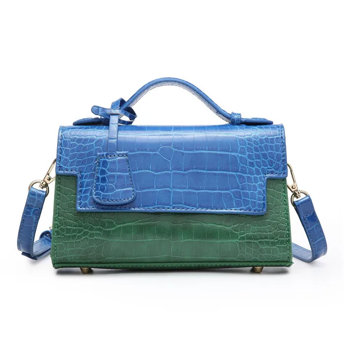 

New arrival crocodile print leather clutch hand bag hit colors shoulder bag