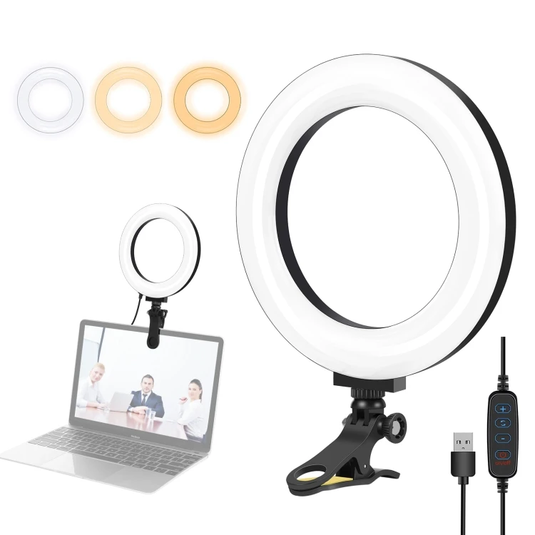 

PULUZ 6.2 inch Selfi Ring Light 3 Modes Dual Color Temperature LED Light with Monitor Clip Holder Vlogging Photography Lights