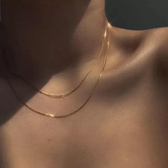 Minimalist Thin Snake Chain Gold Plated Necklaces For Women Sexy Choker Necklaces Jewelry Chain