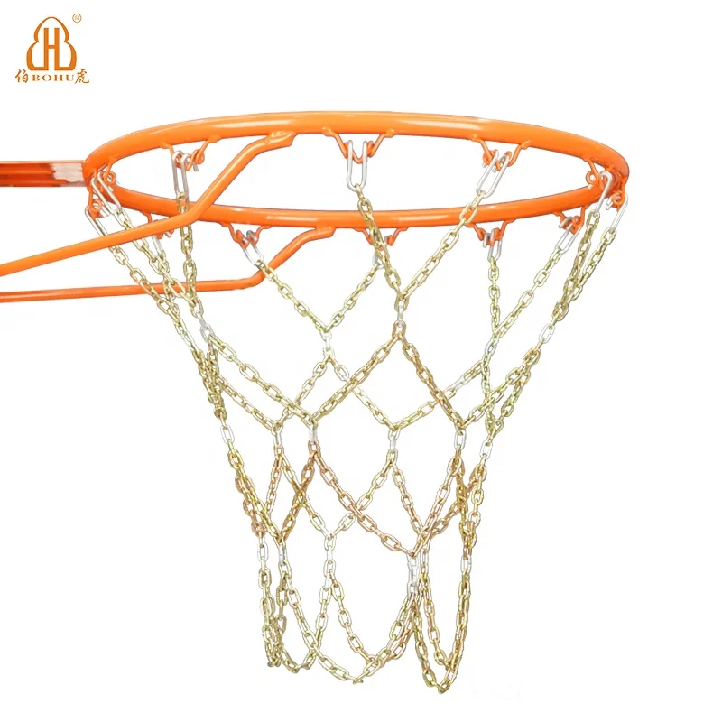 

BOHU new design metal basketball net Powder Coated chain net, Gloss silver