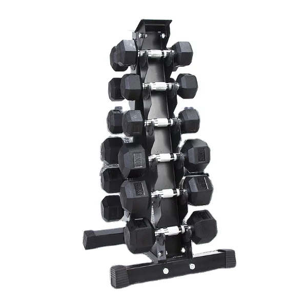 

Hot Sale Durable Triangle hex Dumbbell Rack With Plastic Slot For Protectiing Dumbbell, Black,