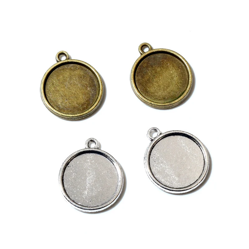 

16mm Inner Size Antique Bronze Silver Plated Triangle Style Cabochon Base Cameo Setting Charms Pendant Blank Bezel