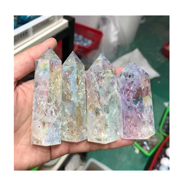 

Wholesale natural angel aura crack clear quartz wand point towers crystal stone for home decor