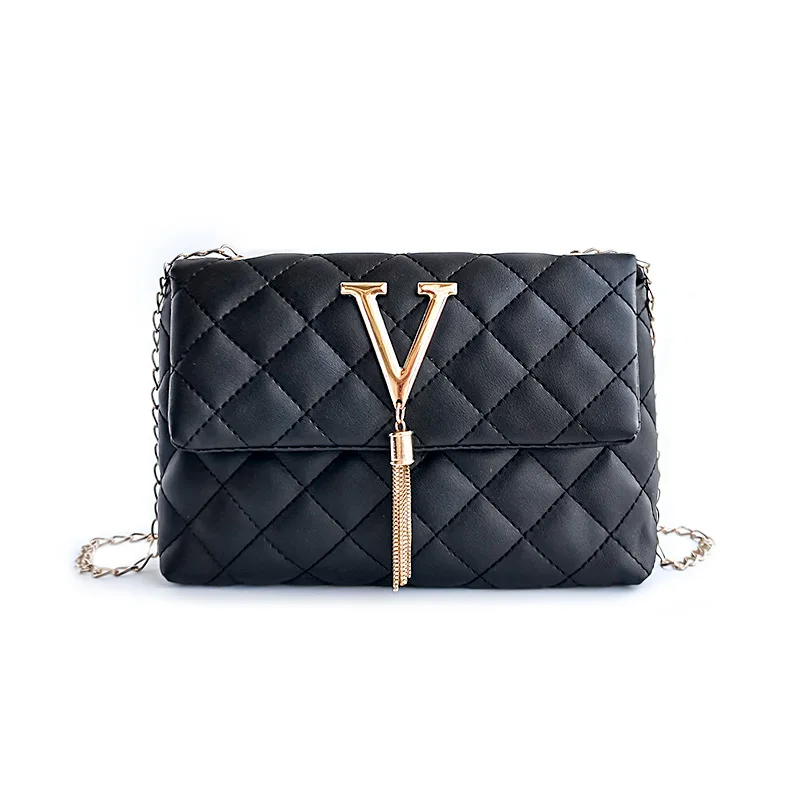 

New Fashion Korean Diamond Lattice Hang Bags Chains Grid Solid Color Crossbody Shoulder Bag Leisure Elegant Messenger Purses, White,black,gray,pink,red