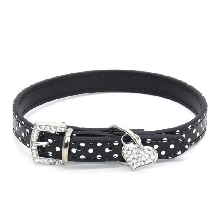 

Amazon Hot Sale Exquisite Flexible Pet Rhinestones Buckle Collars Dog Cat Fancy Heart Shaped Necklace Cute Pet Collars