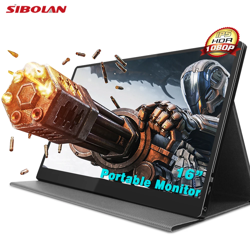 

Sibolan sidetrak 16 Inch Display 1080P Full HD IPS Screen USB C power Gaming with Type-C for Laptop PC MAC portable monitor