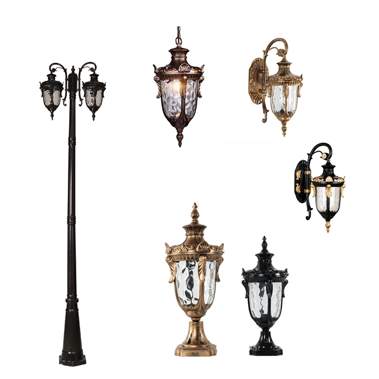 2m 3m height antique cast aluminum led garden post with lamp on top garden light