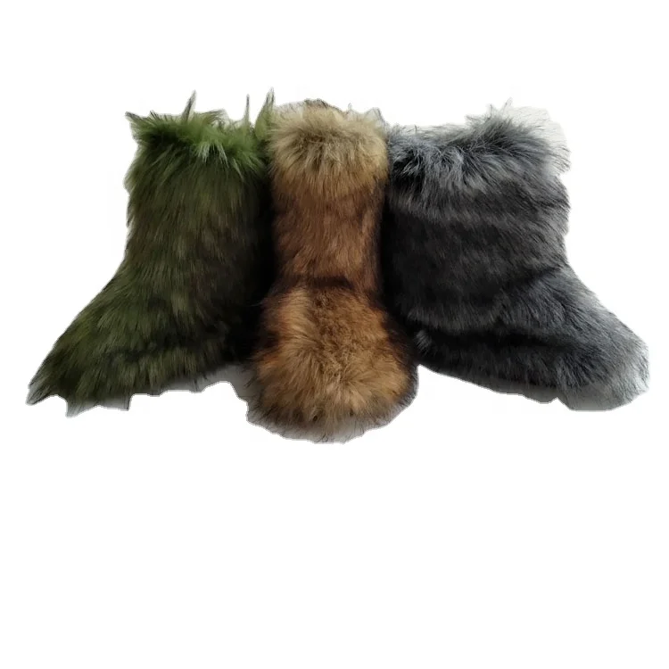 

wholesale women faux fur boots fashion warm winter ladies faux fur snow boots Indoor Outdoor shoes