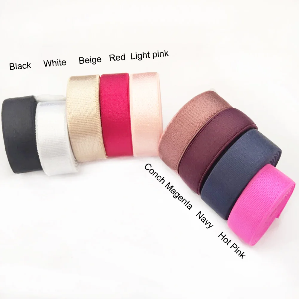 

Wholesale 12mm shining satin elastic bra strap, White,black,beige,pink ect.