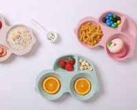 

BPA Free Baby Food Serving Tray bamboo fiber PP platesKids Plate kids