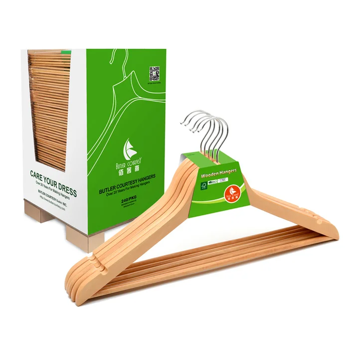 

Simple and fashionable manufacture wood hanger lotus maple wood made (5 Pack) wooden hangers, Natural