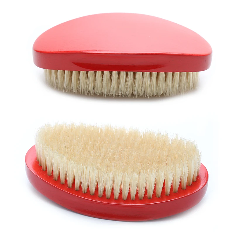 

Hot-selling custom logo boar bristle 360 wave detangling hair beard brush for men, Red