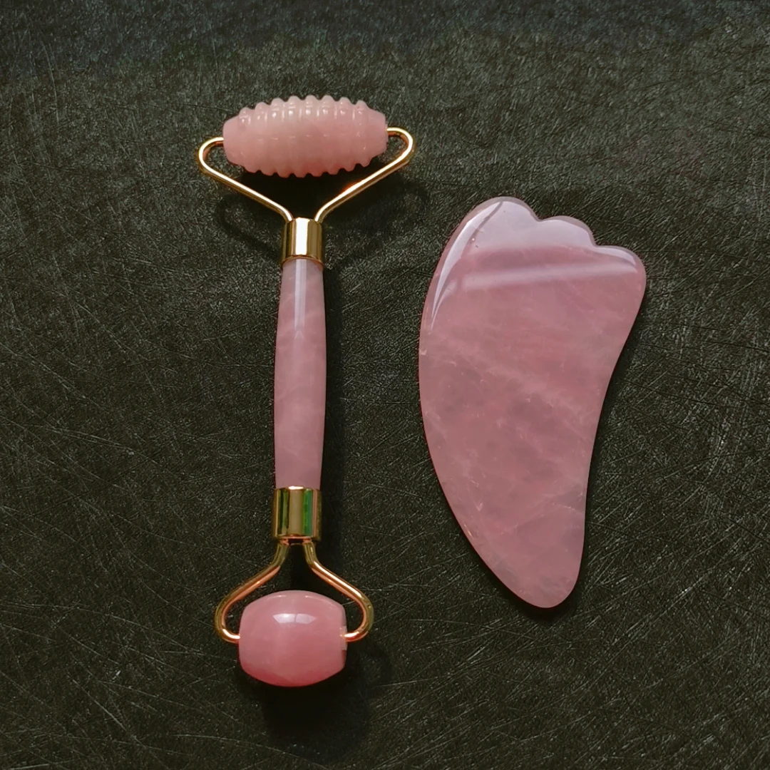

amazon fast selling 100% real rose quartz guasha face roller