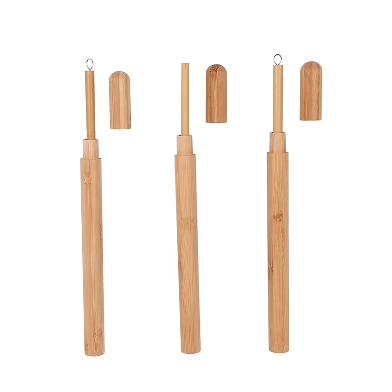 

Cheap wholesale Eco friendly Biodegradable Bamboo straw Travel Case, Natural bamboo