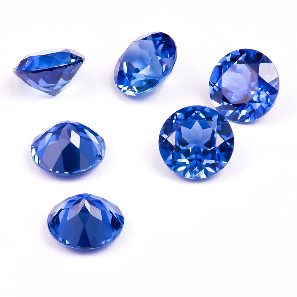 Loose Stone Round Brilliant Cut Lab Created Royal Blue Sapphire Stones for Jewelry