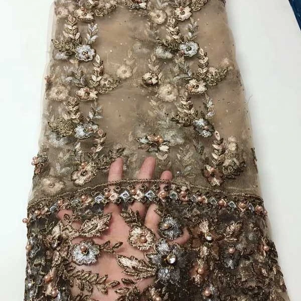 

AY1053 Latest Nigerian Tulle Lace 2020 French Net Beaded Lace Fabric For Nigerian Wedding Dress