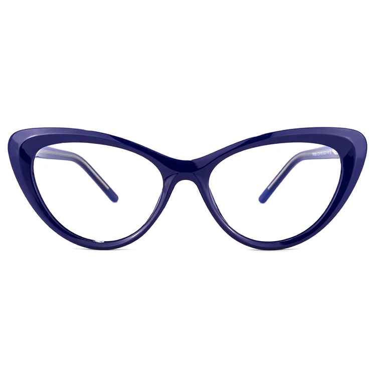 

Classic Blue and White Cateye Plastic Pc Eyeglasses Frames for fashion icon with Demo Lenses, Multi colors
