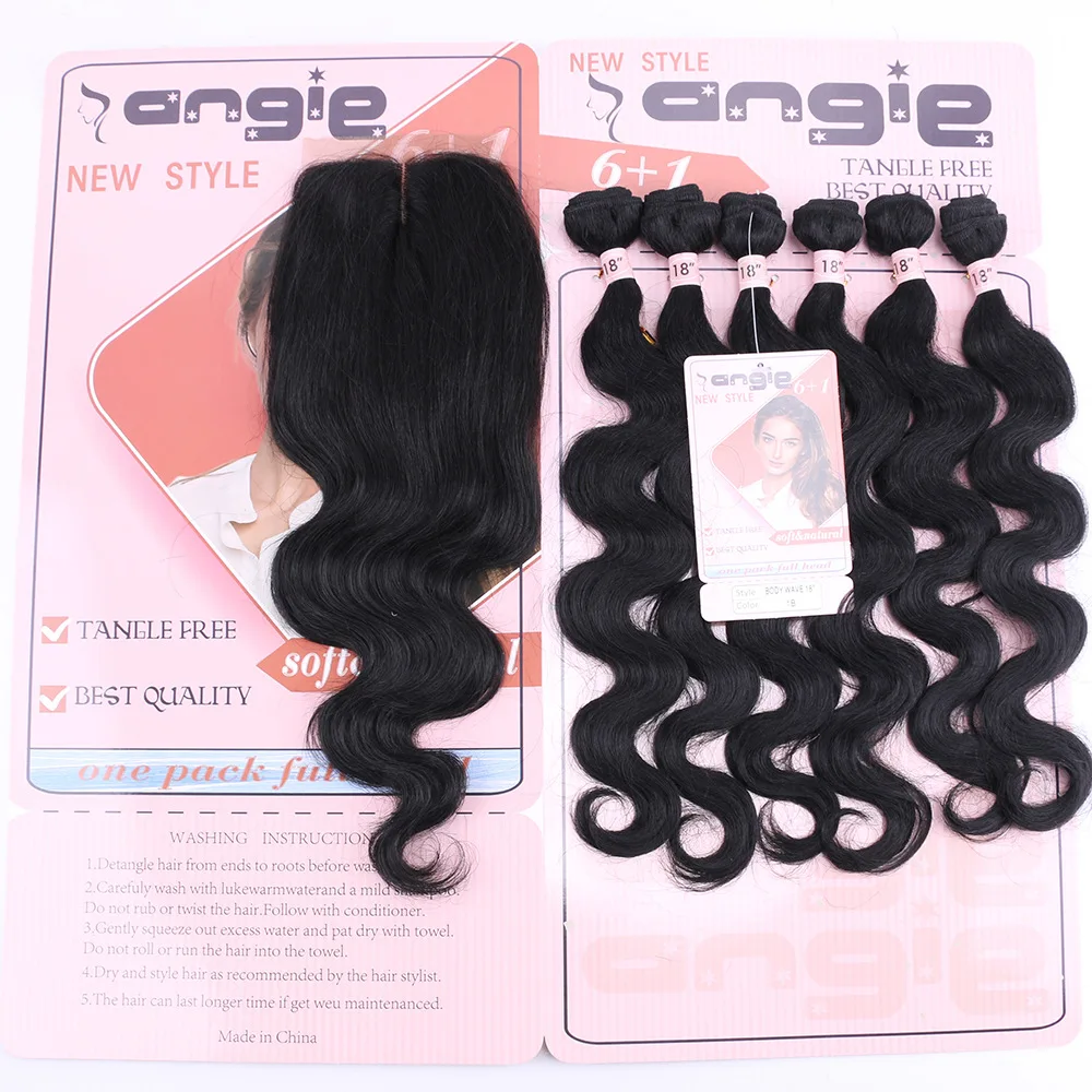 

Animal mixed hair bundles 6pcs body wave bundles with closure for full head