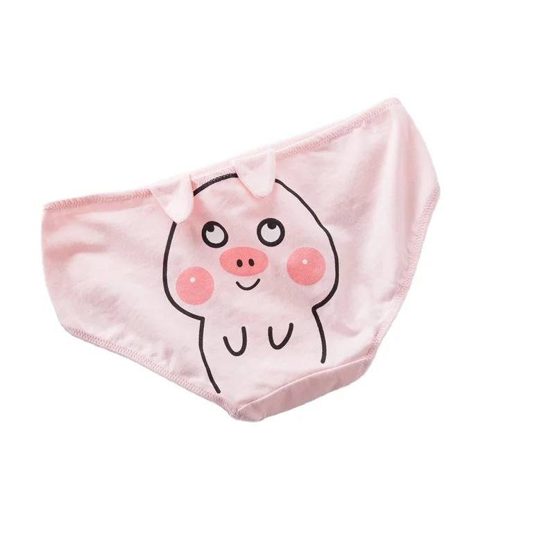 

fashion school girls cute printed cotton underwear cartoon panties with ears panty low waist brief with ears, 11 colors