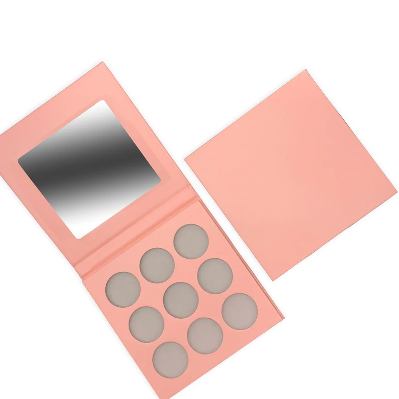 

Wholesale 9 holes pink color empty palette packaging 26mm eyeshadow palette