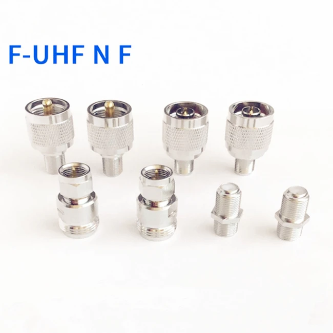 UHF Male PL259 to F Female RF Coaxial Coax Connector Straight Adapter