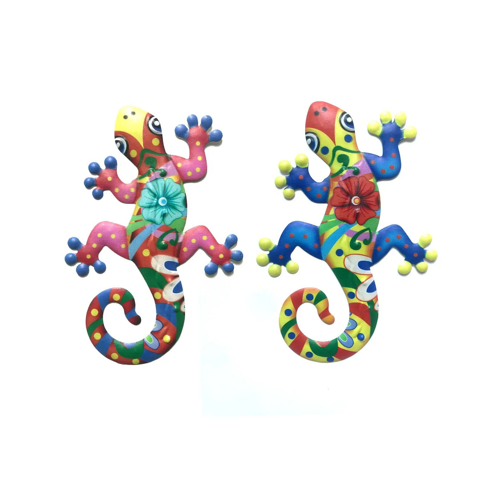 

Set of 2 Antique Handicraft Wall Hanging Animal Gecko Metal Home Decoration