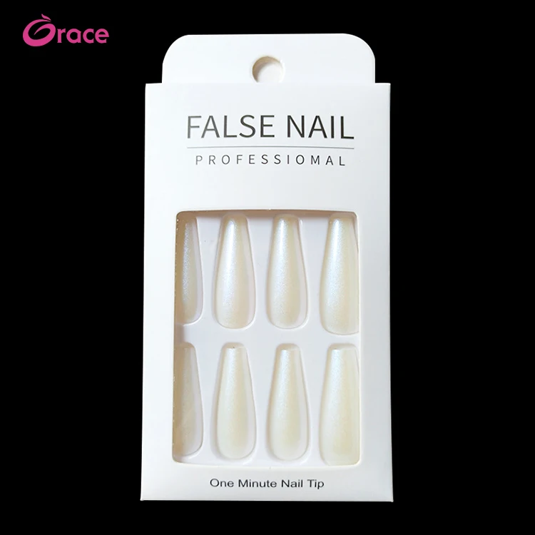 

JP1286 European and American long ballet coffin nail Aurora powder wear Manicure Nail tips finished fake nail patch wholesale, Picture