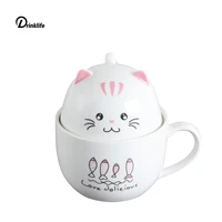 

Creative Cartoon Ceramic Mug Porcelain Cup Cute Cat 3D Mugs Milk Cup with Lid gift