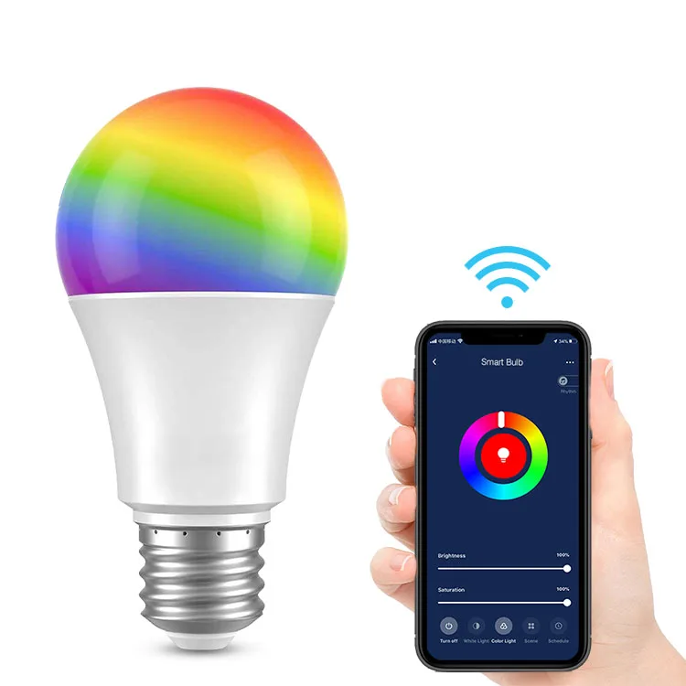 Alexa Google Home Wifi RGB Smart Bluetooth LED Light Bulb Color Bulbs Adapter E26 E27 B22 Multicolor Lighting Lamp 8W