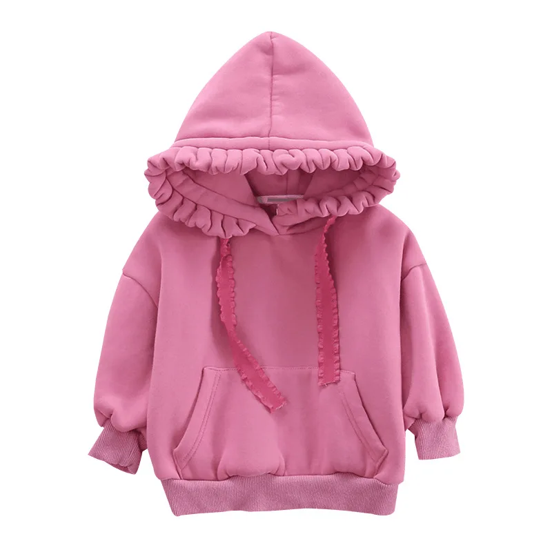 

2020 Girls hoodie floral hoodie pocket fleece solid thickened top winter sweater children baby clothes for hot selling, Picture