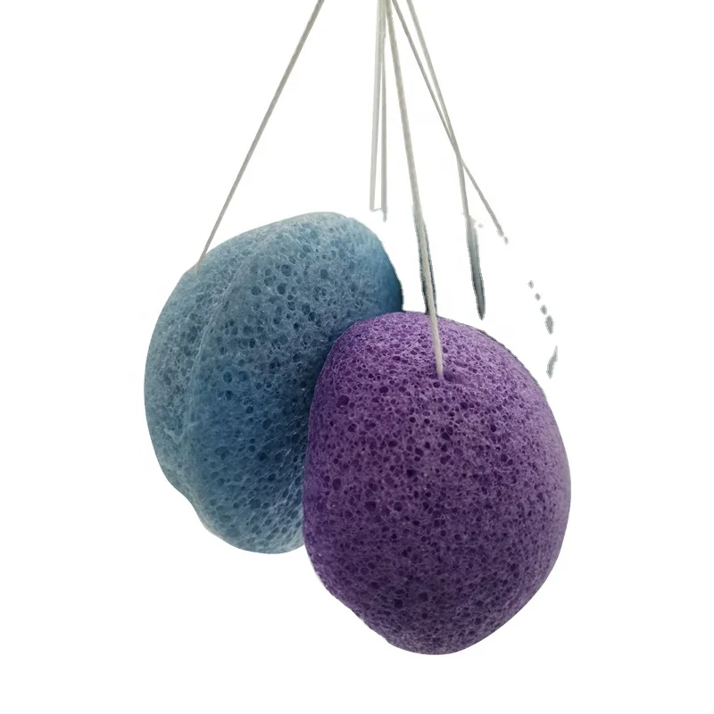 

100% Natural Konjac Facial Sponge Bamboo Charcoal Organic Bath Konjac Sponge, Multiple colors available