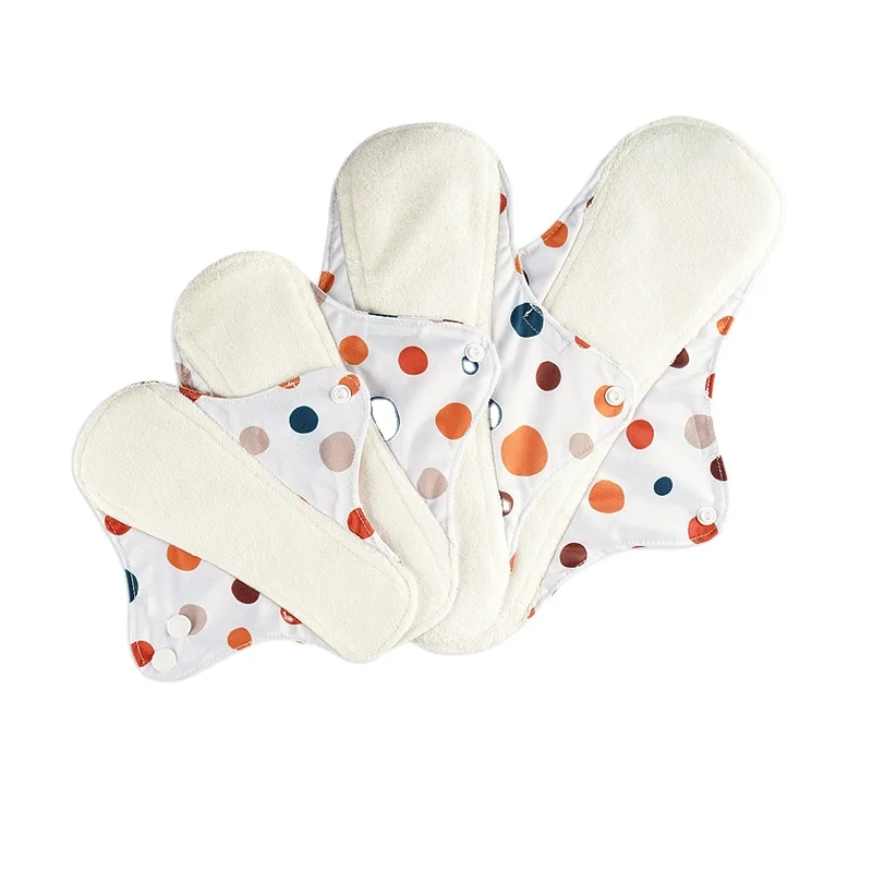 

Moramona 4pcs/set Dot design carefree Reusable Cloth Sanitary Pads Overnight Panty Liners menstrual pads, Colorful