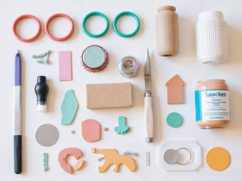 Assortment of DIY magnet materials including clay and bottle caps