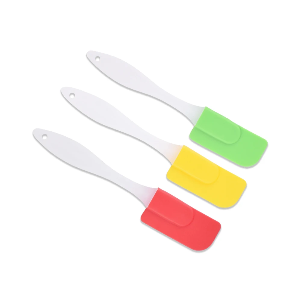 

7.5inch Heat-Resistant Turners BPA Free Non Stick Baking Cooking Mixing Utensil Cake Icing Cookie Silicone Scraper Spatula, Red/green/yellow