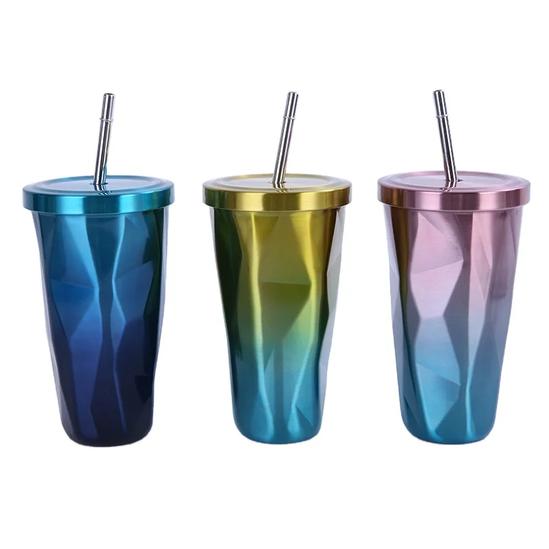

Straight Water Tumbler Stainless Steel Double walled Insulated Vacuum Tumbler With straw, Black, white, green and custom color