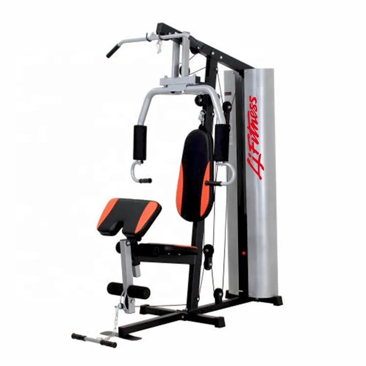 

new China fitness single station home gym workout equipment machine, Mainframe-silver/grey, cushions-red,customized options