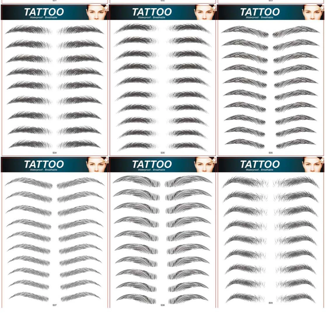 

Popular New Designs Waterproof Ecofriendly Nature 6d Eyebrow Tattoo Stickers, Image display