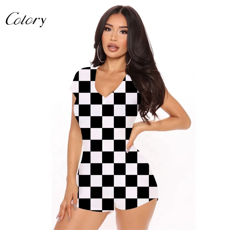

Colory Pajama Onesie Women Summer Fashion Shorts Sleepwear Sexy, Picture shows