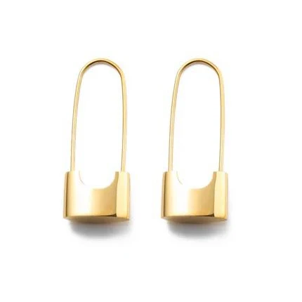 

Gemnel Latest Clear Micro 18k gold jewelry Safety pin huggie hoop earrings 2023