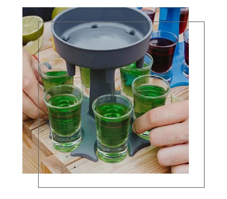 New Design Clear Black Multiple 6 Shot Chiller Glass Despenser Spender