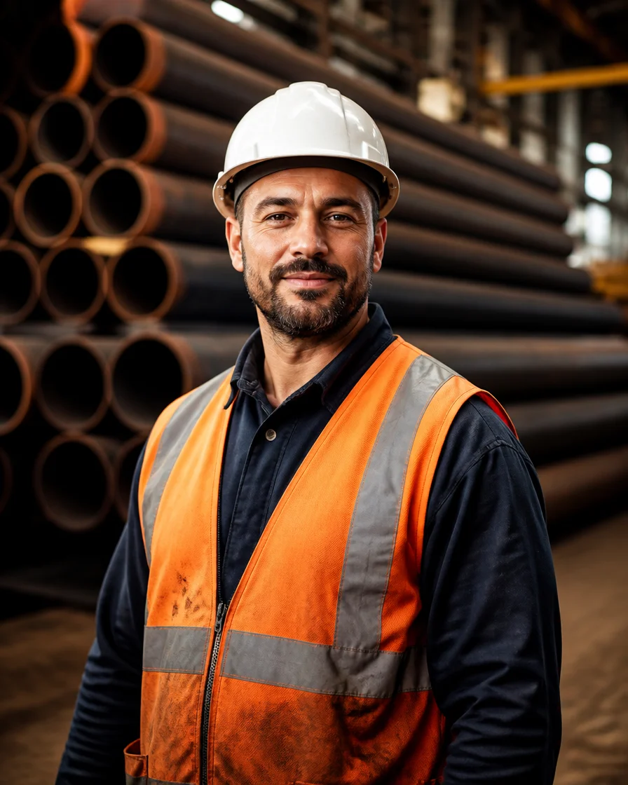 Steel worker at the warehouse