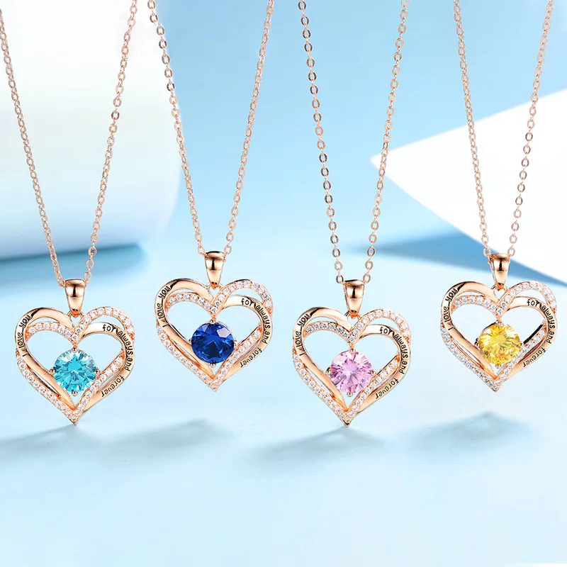 

New Arrival Fashion Necklace for Women 925 Silver Inlaid Zircon Twelve Birthstone Pendant Necklace Jewelry Wholesale