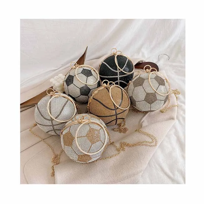 

Luxury Rhinestone Basketball Banquet Handbag Lady Buckle Clutch Bag Ladies Party Football Diamond Bag Design Chain Messenger Bag