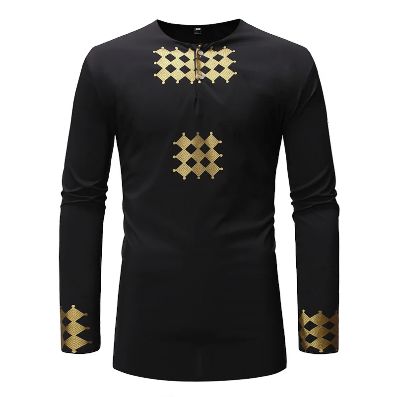 

Free Shipping Solid Color Long Sleeve Printing Casual Top Men's Shirts