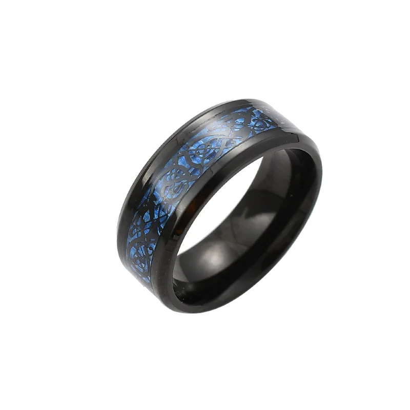 

men's domineering dragon ring stainless steel fashion carbon fiber jewelry customized