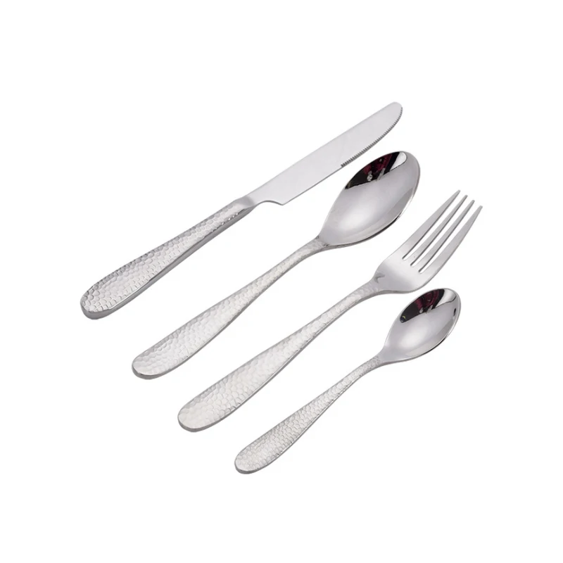 

Restaurant hotel inox silverware silver 304 stainless steel flatware dinner knife fork and spoon set cutlery, Sliver